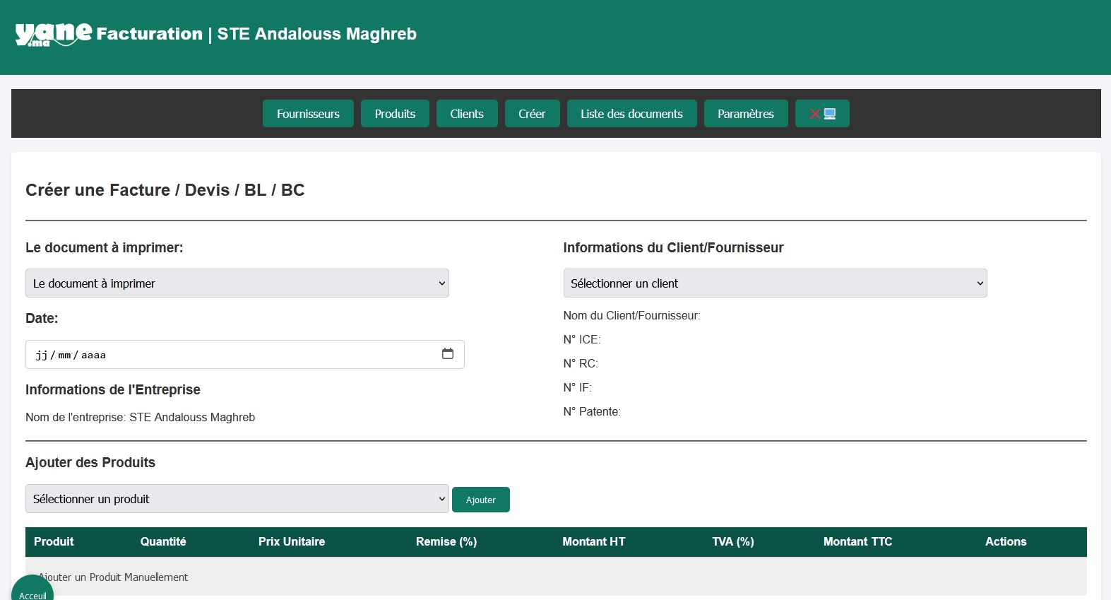 Logiciel de Facturation YANE